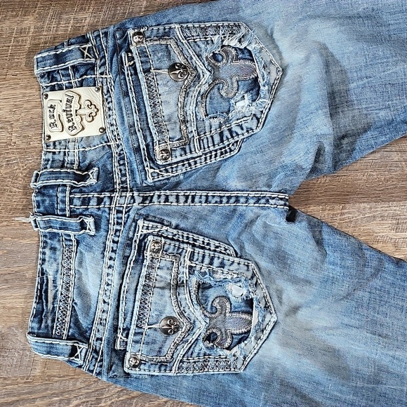 Rock Revival Blue Denim Jeans with Orange Accents - Picture 3 of 5